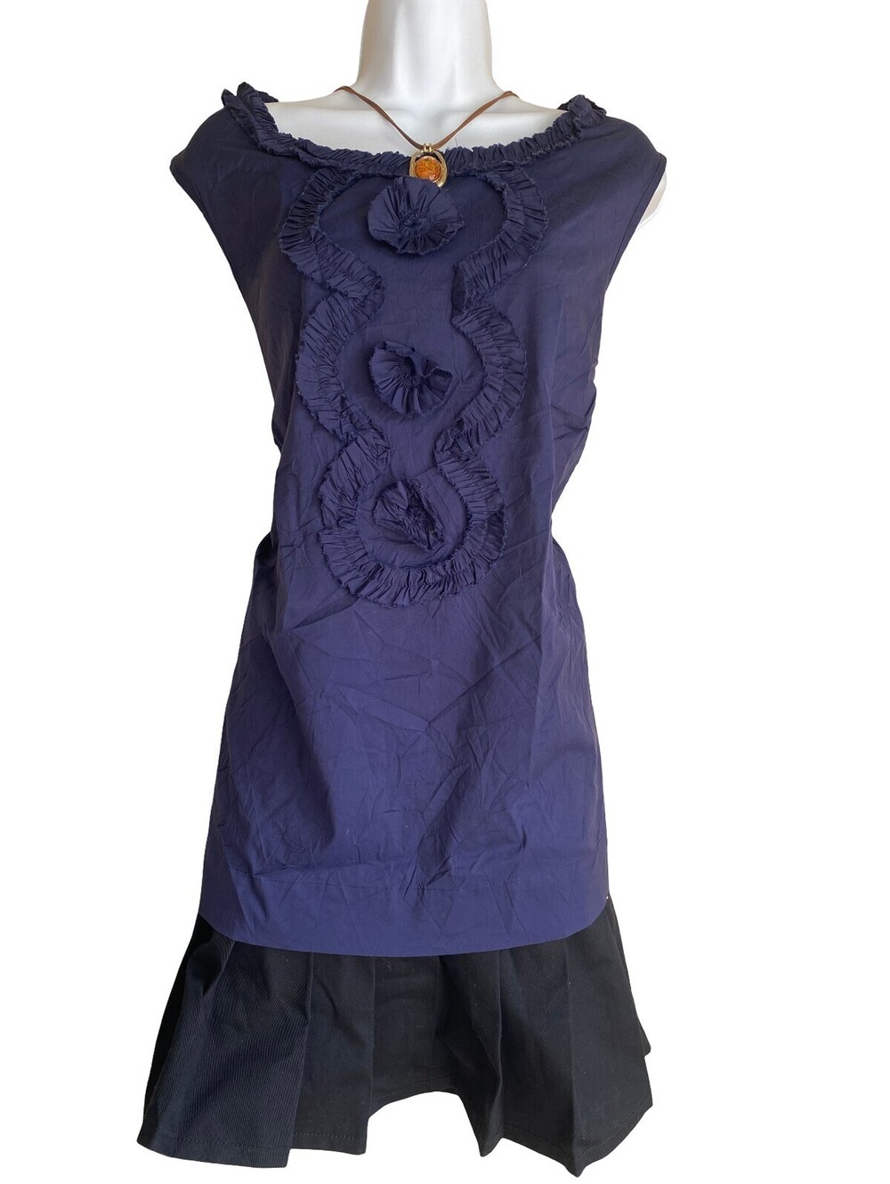 Vintage Alfani Plus 18W Purple Sleeveless Rosette Tunic Blouse Whimsigoth Goth